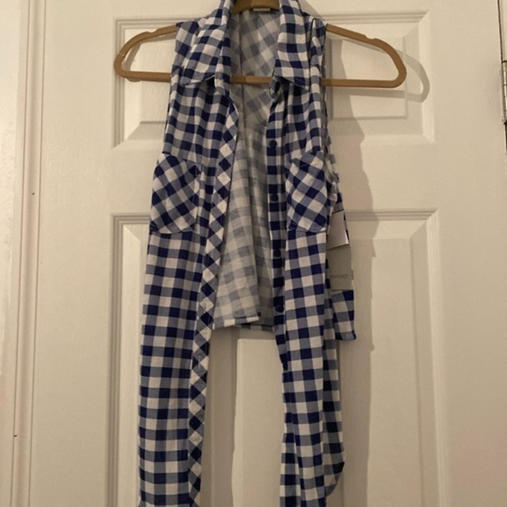 Passport Blue Plaid cropped shirt